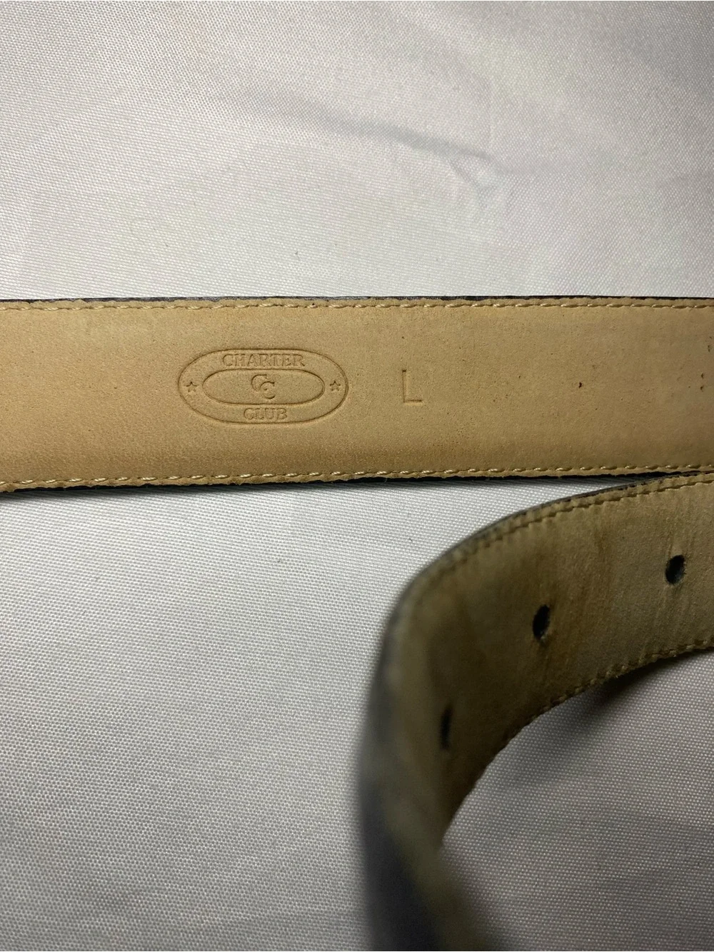 Charter Club Black Textured Leather Belt with Gold Buckle